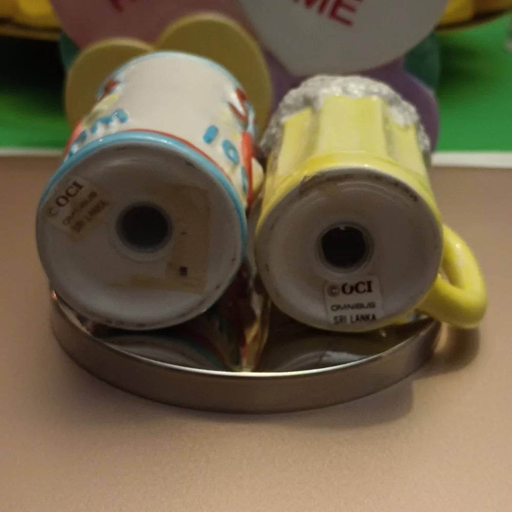 Fitz and Floyd ceramic beer can and beer mug